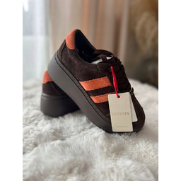 Brązowo pomarańczowe skórzane sneakersy DAMSKIE GOODIN