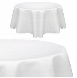 OKRĄGŁY BIAŁY OBRUS PLAMOODPORNY ŚR. 160 cm