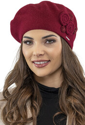 Vivisence 7037 Bordowy Uni Nakrycie Głowy Beret