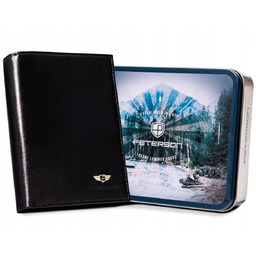 Duży portfel męski czarny ze skóry naturalnej bez