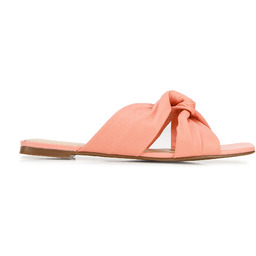 Damskie klapki ze skóry z supełkiem różowe