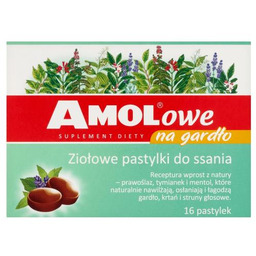 Amolowe Na gardło ziołowe pastylki do ssania, 16