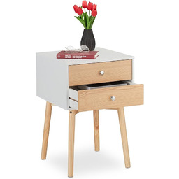 Relaxdays Stolik nocny, z 2 szufladami, HWD: 60x40x40