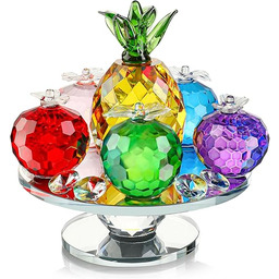 QFkris Kryształowe fasetowane figurki jabłek i ananasów, przedmioty