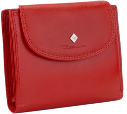Kochmanski damski portfel czerwony skórzany mały na zatrzask