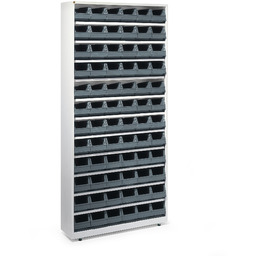 Regał z pojemnikami, zamknięty stelaż, 72 szare pojemniki,