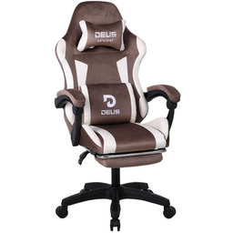 Fotel Gamingowy DEUS INFERNO Brown Tkanina z podnóżkiem,