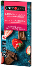PURE&Good Czekolada mleczna z truskawkami bezglutenowa 75 g