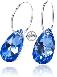 Piękne Kolczyki Kryształy Crystal Light Sapphire Comet Srebro