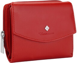Kochmanski damski portfel czerwony skórzany mały zapinany