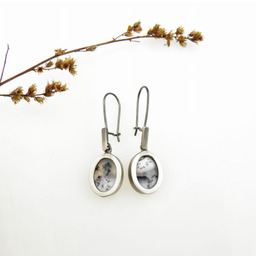 Agat dendrytowy - kolczyki srebrne