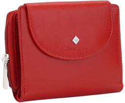 Kochmanski damski portfel czerwony skórzany mały zamek nap