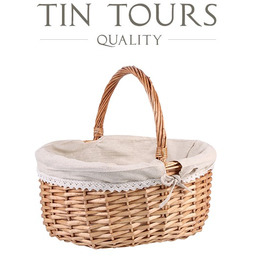 KOSZYK WIKLINOWY Z MATERIAŁEM 39x34x18/36 cm