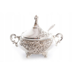 Cukiernica Posrebrzana Zdobiona Srebrna Metalowa