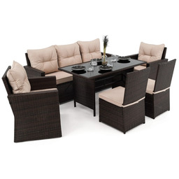 Zestaw mebli ogrodowych MONAKO XL brązowy, technorattan -