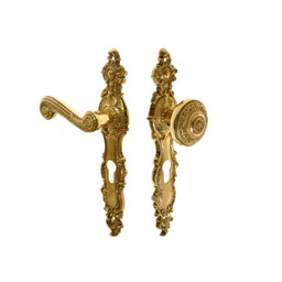Gałko-klamka drzwiowa RETRO mosiądz 72 wkład lewa