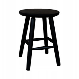 Taboret Sosnowy Okrągły Siedzisko 33 cm Czarny