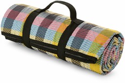 Eurofirany Koc piknikowy 130x145 Harmony żółty różowy kratka