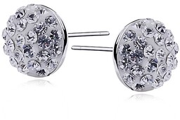 Kolczyki półkule białe kryształki Swarovski 8mm półkulki shamballa