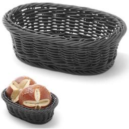Koszyk na pieczywo owalny polipropylenowy czarny 190x120x60mm Hendi