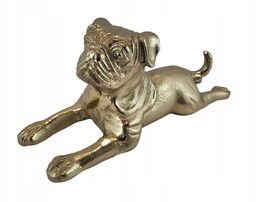 Figurka Pies Mops Złoty Metalowy