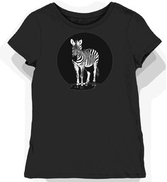 Koszulka damska czarna z motywem zebra w cieniowane