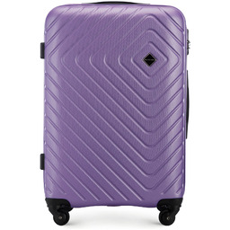 Średnia walizka z ABS-u z geometrycznym tłoczeniem fioletowa
