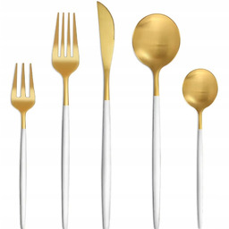 Zestaw Sztućców Biało Złoty 30 części
