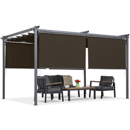 Brązowa pergola tarasowa z roletami La Palma 3x4