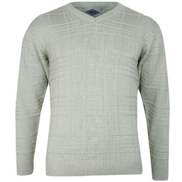 Sweter Jasny Beżowy w Serek, Dekolt V-neck, Elegancki