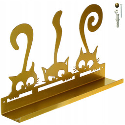 Półka ścienna 10x57x34 cm Złota wisząca Dekoracyjna metalowa