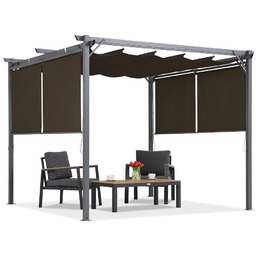 Brązowa pergola tarasowa z roletami La Palma 3x3