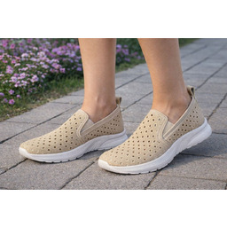 Buty damskie wsuwane mokasyny A-3-0588 beżowe slip on