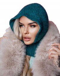 KOMINIARKA DAMSKA CZAPKA KAPTUR Dziana Wełna WOOLK