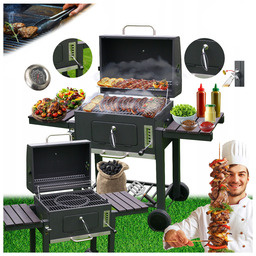 Grill Ogrodowy Węglowy Z Pokrywą I Półkami