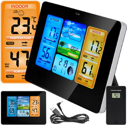 Stacja Meteo Pogodowa Bezprzewodowa Zegar LCD O153