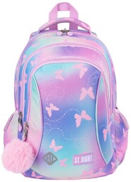 St.Right Plecak szkolny 3-kom Pink Butterflies różowy motylki