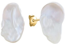 NOKO kolczyki srebrne ogromne białe perły barokowe sztyft