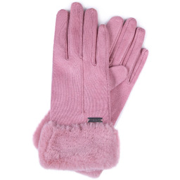 Damskie rękawiczki ze sztucznym futerkiem jasny róż