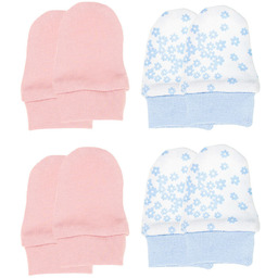 4 pak Niemowlęce rękawiczki bawełniane kwiatki Nicol r.ONESIZE