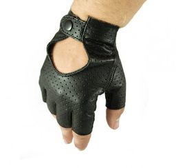 Męskie rękawiczki skórzane bez palców, samochodowe, rowerowe -