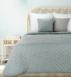 Narzuta pikowana na łóżko Len 1 miętowa 170x210