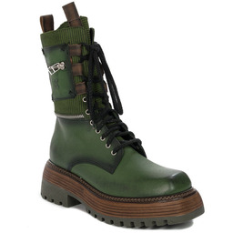 Maciejka Trzewiki Workery Damskie Na Platformie Zielone-36