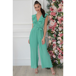 Kombinezon plisowany z falbaną seledyn Vegas