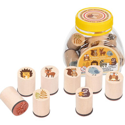 Drewniane pieczątki dla dzieci stempelki Zwierzątka leśne Goki