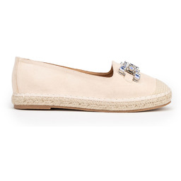 Damskie espadryle z biżuteryjną ozdobą jasny beż