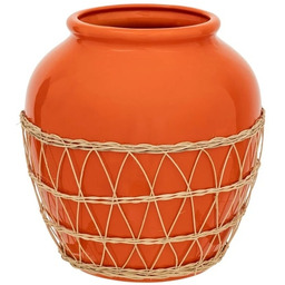 Pakamera Wazon z dolomitu pomarańczowy z rattanem 33,5