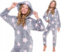 Piżama Dziewczęcy Kombinezon Kaptur Onesie 134