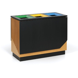 Kosz na śmieci do segregacji, 3x89 L, czarny/imitacja