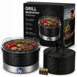 Grill Elektryczny Węglowy Turystyczny Bezdymny Z Wentylatorem Etui